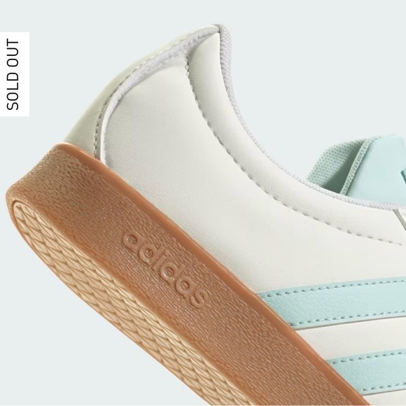 Adidas VL Court Base Cream and Light Blue Sneakers - Picture 8 of 12